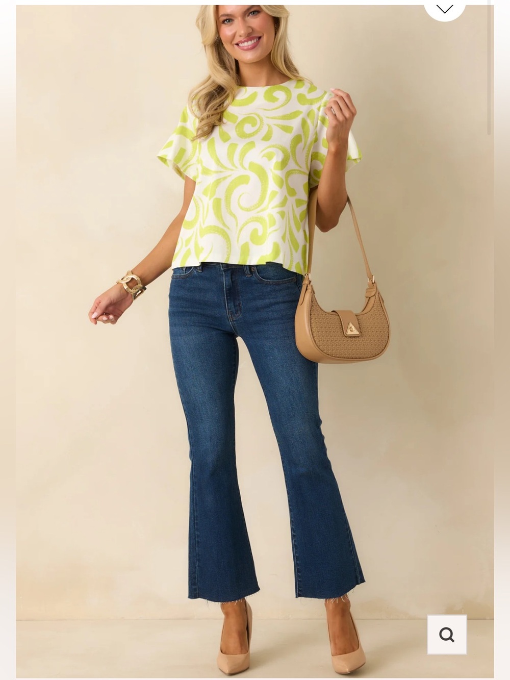 PROSPERINA TYLER MULTI PRINT CHARTREUSE COTTON TOP NWT